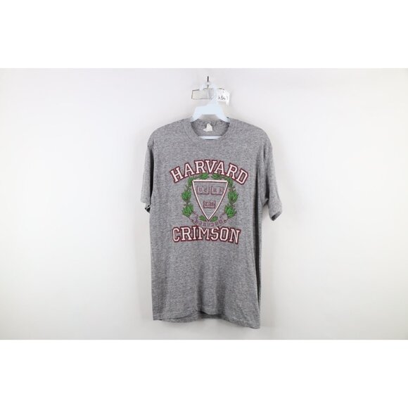 Vintage Other - Vtg 70s 80s Mens Small Triblend Harvard University Jersey Knit T-Shirt Gray USA